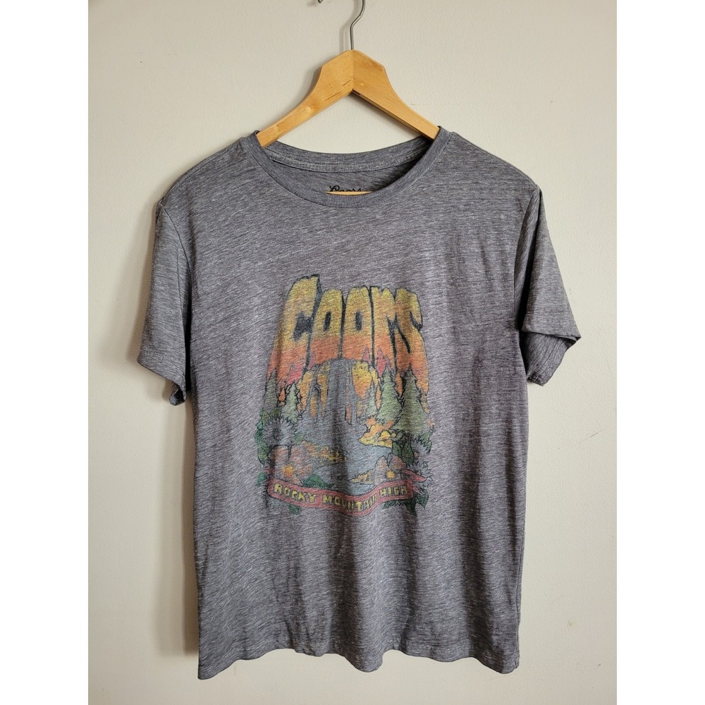 Coors Brand Banquet Beer T-Shirt Men's Medium Grey Tee Mountains‎